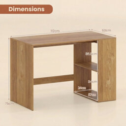 Compact Computer Desk With Storage Shelves Writing Workstation White - thumbnail 2