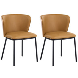 Beliani Set Of 2 Dining Chairs Hoskin Faux Leather Brown - thumbnail 1