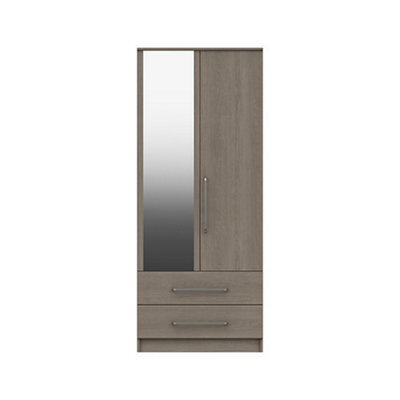 Rochester 2 Door Combi Robe With Mirror - Grey Oak On Express Delivery And Ready Assembled - image 1