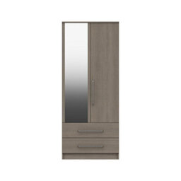 Rochester 2 Door Combi Robe With Mirror - Grey Oak On Express Delivery And Ready Assembled - thumbnail 1