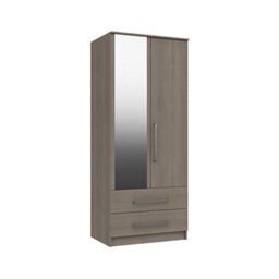 Rochester 2 Door Combi Robe With Mirror - Grey Oak On Express Delivery And Ready Assembled - thumbnail 2