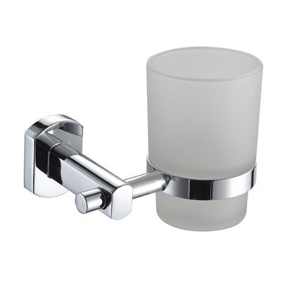 Showerdrape Admiralty Chrome Stainless Steel & Glass Wall Mounted Toothbrush Holder - image 1