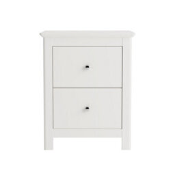 Core Products Nairn White 2 Drawer Bedside Cabinet - Solid Wood Bedroom Storage 56 X 45 X 40Cm - thumbnail 3
