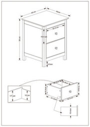 Core Products Nairn White 2 Drawer Bedside Cabinet - Solid Wood Bedroom Storage 56 X 45 X 40Cm - thumbnail 6