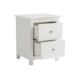 Core Products Nairn White 2 Drawer Bedside Cabinet - Solid Wood Bedroom Storage 56 X 45 X 40Cm - thumbnail 5