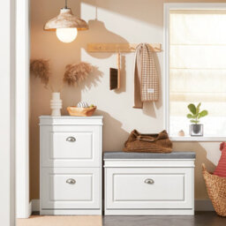 Sobuy Shoe Cabinet With Flip Drawer And Seat Cushion Load Capacity 150 Kg Fsr82-L-W - White - thumbnail 2