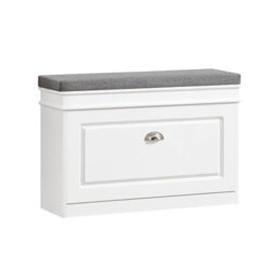 Sobuy Shoe Cabinet With Flip Drawer And Seat Cushion Load Capacity 150 Kg Fsr82-L-W - White