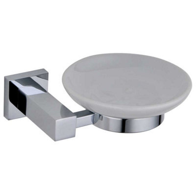 Arley Salm Soap Dish Holder Round Wall-Mounted Bathroom Chrome Finish