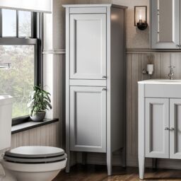 Heritage Winterbourne Tall Satin Mist Grey Double Freestanding Bathroom Cabinet (H)156.5Cm (W)45.2Cm - thumbnail 2