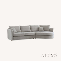 Aluxo Rubin Boucle Right Hand Corner Sofa Pebble Grey 3-4 Seater Curved Island - thumbnail 8