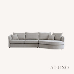 Aluxo Rubin Boucle Right Hand Corner Sofa Pebble Grey 3-4 Seater Curved Island - thumbnail 7