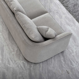 Aluxo Rubin Boucle Right Hand Corner Sofa Pebble Grey 3-4 Seater Curved Island - thumbnail 4