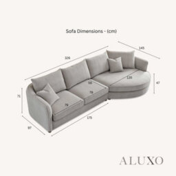 Aluxo Rubin Boucle Right Hand Corner Sofa Pebble Grey 3-4 Seater Curved Island - thumbnail 6