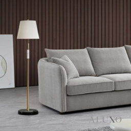 Aluxo Rubin Boucle Right Hand Corner Sofa Pebble Grey 3-4 Seater Curved Island - thumbnail 5