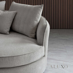 Aluxo Rubin Boucle Right Hand Corner Sofa Pebble Grey 3-4 Seater Curved Island - thumbnail 2
