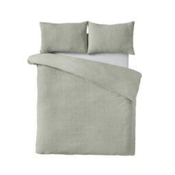 Catherine Lansfield Crinkle Seersucker Double Duvet Cover Set With Pillowcases Green - thumbnail 4