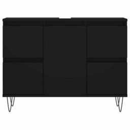 Berkfield Industrial Bathroom Cabinet Black 80X33X60 Cm Engineered Wood - thumbnail 4