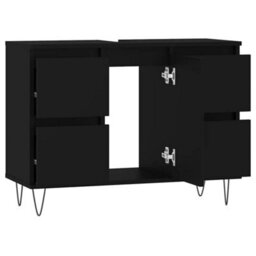 Berkfield Industrial Bathroom Cabinet Black 80X33X60 Cm Engineered Wood - thumbnail 5
