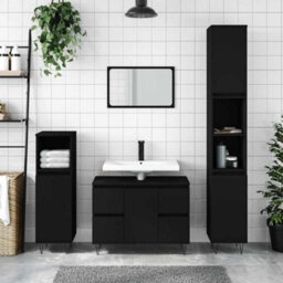 Berkfield Industrial Bathroom Cabinet Black 80X33X60 Cm Engineered Wood - thumbnail 2