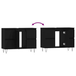 Berkfield Industrial Bathroom Cabinet Black 80X33X60 Cm Engineered Wood - thumbnail 9