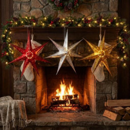Urbn-Living Urbnliving Led Light Up Christmas Star Lights Red Silver Gold Hanging Decorations 5 X 60Cm - thumbnail 8
