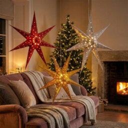 Urbn-Living Urbnliving Led Light Up Christmas Star Lights Red Silver Gold Hanging Decorations 5 X 60Cm - thumbnail 3