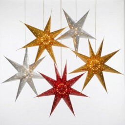 Urbn-Living Urbnliving Led Light Up Christmas Star Lights Red Silver Gold Hanging Decorations 5 X 60Cm