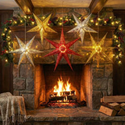 Urbn-Living Urbnliving Led Light Up Christmas Star Lights Red Silver Gold Hanging Decorations 5 X 60Cm - thumbnail 6