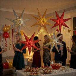 Urbn-Living Urbnliving Led Light Up Christmas Star Lights Red Silver Gold Hanging Decorations 5 X 60Cm - thumbnail 5