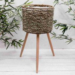 Seagrass Indoor House Planters With Wooden Legs (9953) - Large - thumbnail 4