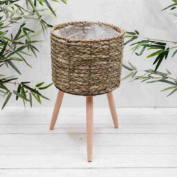 Seagrass Indoor House Planters With Wooden Legs (9953) - Large - thumbnail 5