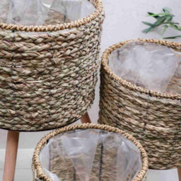 Seagrass Indoor House Planters With Wooden Legs (9953) - Large - thumbnail 2