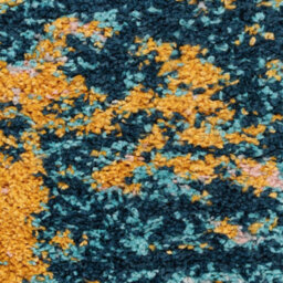 Loomed Blue Ochre Bold Distressed Abstract Shaggy Runner Rug 60X240Cm - thumbnail 4