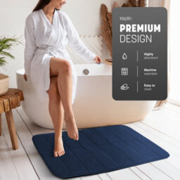 Keplin 50X80Cm Memory Foam Bath Mat Ultra Soft, Highly Absorbent, Non Slip, Machine Washable, Navy - thumbnail 3