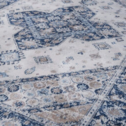 The Rugs Montana Navy Cream Oriental Area Rug And Runner Soft Durable Pet Friendly Easy To Clean Living Room Bedroom 4010 - thumbnail 2