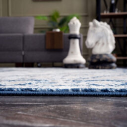 The Rugs Montana Navy Cream Oriental Area Rug And Runner Soft Durable Pet Friendly Easy To Clean Living Room Bedroom 4010 - thumbnail 4