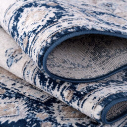 The Rugs Montana Navy Cream Oriental Area Rug And Runner Soft Durable Pet Friendly Easy To Clean Living Room Bedroom 4010 - thumbnail 3