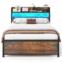 Double Bed Frame W/ Led Lights & Power Outlets - thumbnail 3