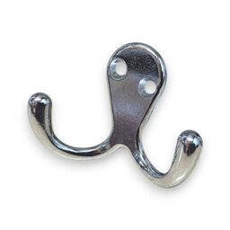 Sisi UK Chrome Double Prong Robe Hooks Pack Of 4 Wall Mounted Coat Hat Towel Door Hangers Metal Polished Chrome 50mm X 78mm - thumbnail 3