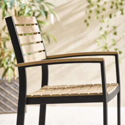 Furniturebox Uk Malva 2 Seat Outdoor Chairs - Black Aluminium & Eucalyptus Wood - thumbnail 3