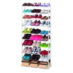 10 Tier Vertical Shoe Rack Tall Narrow Shelf Storage Organizer - thumbnail 4