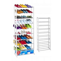 10 Tier Vertical Shoe Rack Tall Narrow Shelf Storage Organizer - thumbnail 3