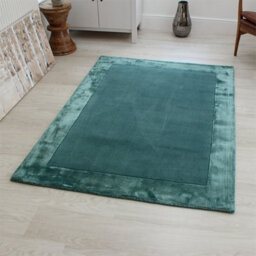 Aqua Blue Bordered Handmade Modern Easy To Clean Rug For Dining Room Bed Room And Living Room-120Cm X 170Cm - thumbnail 6