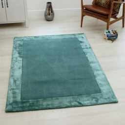 Aqua Blue Bordered Handmade Modern Easy To Clean Rug For Dining Room Bed Room And Living Room-120Cm X 170Cm - thumbnail 2