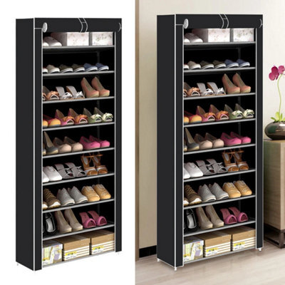 Shoe Rack 9 Tier Cabinet Storage Organiser Stand Shelf 27 Pairs Dustproof Black - image 1