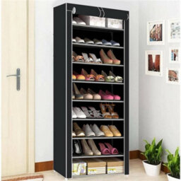 Shoe Rack 9 Tier Cabinet Storage Organiser Stand Shelf 27 Pairs Dustproof Black - thumbnail 4