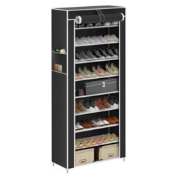 Shoe Rack 9 Tier Cabinet Storage Organiser Stand Shelf 27 Pairs Dustproof Black - thumbnail 2
