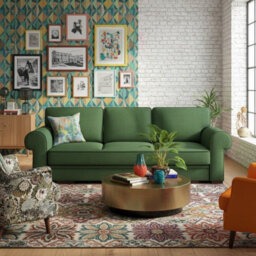 Bukiet Sofa Bed For Living Room With Sleeping Function Storage Compartment Wood Frame 256X103X95Cm 147X200Cm Green - thumbnail 2