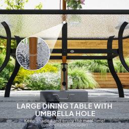 Outsunny 7 Pcs Garden Dining Set W/ Umbrella Hole & Cushion, Black - thumbnail 4
