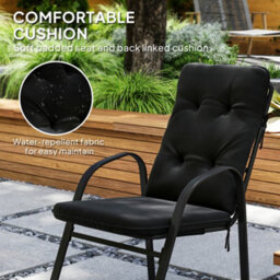 Outsunny 7 Pcs Garden Dining Set W/ Umbrella Hole & Cushion, Black - thumbnail 6